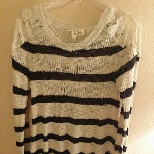 NWOT striped Crochet sweater